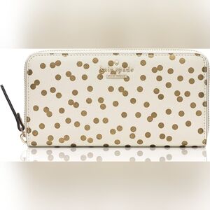 Kate Spade Cream and Gold Polka Dot Wallet